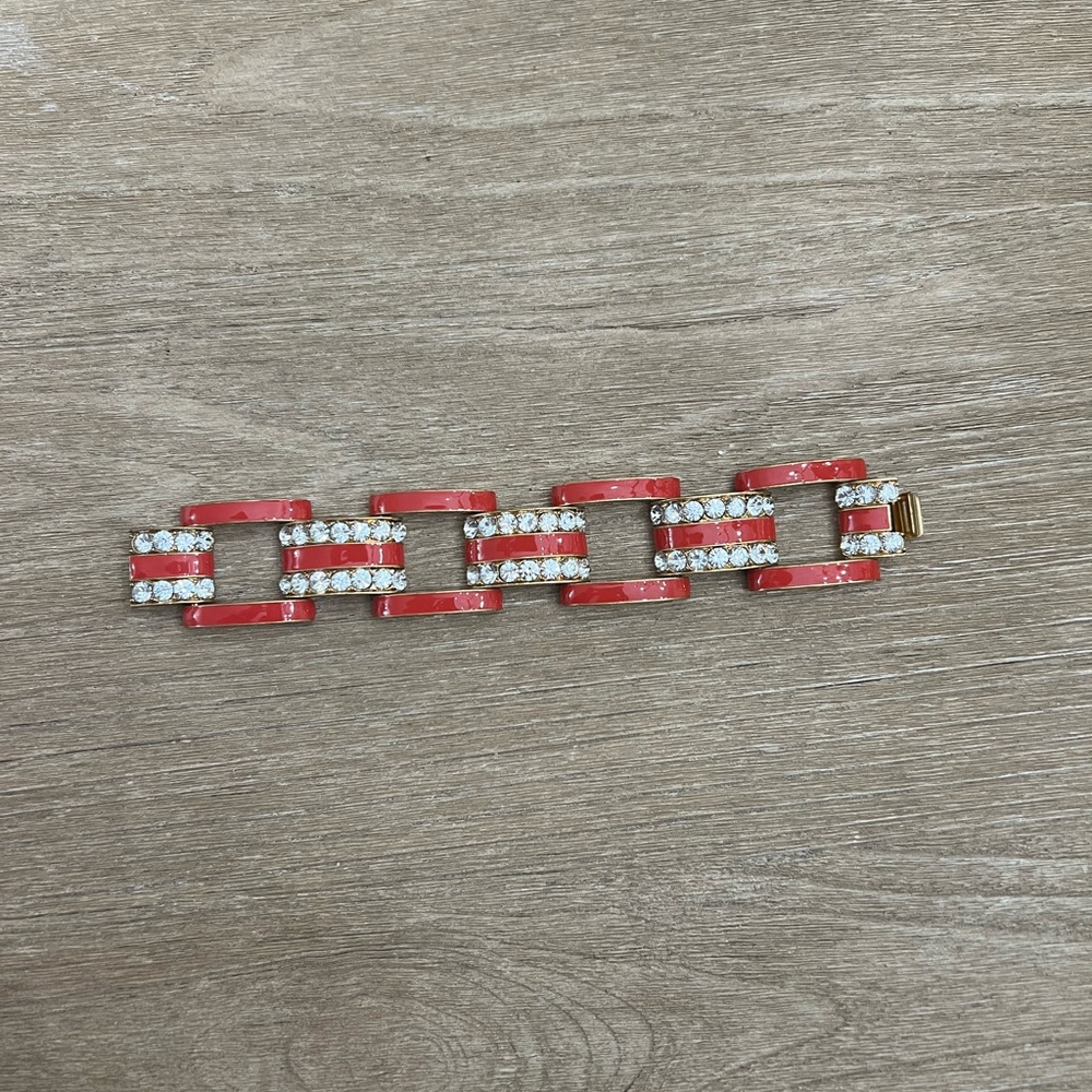 Jcrew oversized coral and rhinestone bracelet